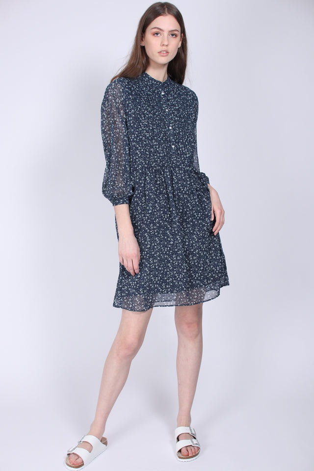 Printed Chiffon Dress - Persian Blue - GANT - Kjoler - VILLOID.no