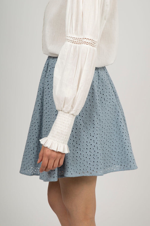Luna Broderie Anglaise Skirt - Dusty Blue