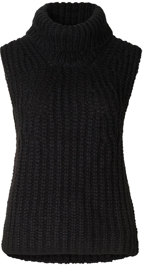 Ivory Knit Vest - Black - Second Female - Gensere - VILLOID.no