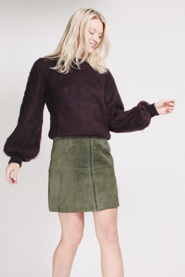Leather Skirt - Olivine - MAUD - Skjørt - VILLOID.no