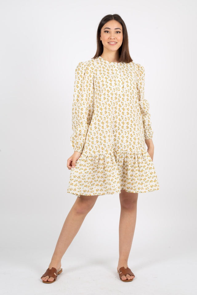 Taven Dress Seersucker - Yellow/Cream