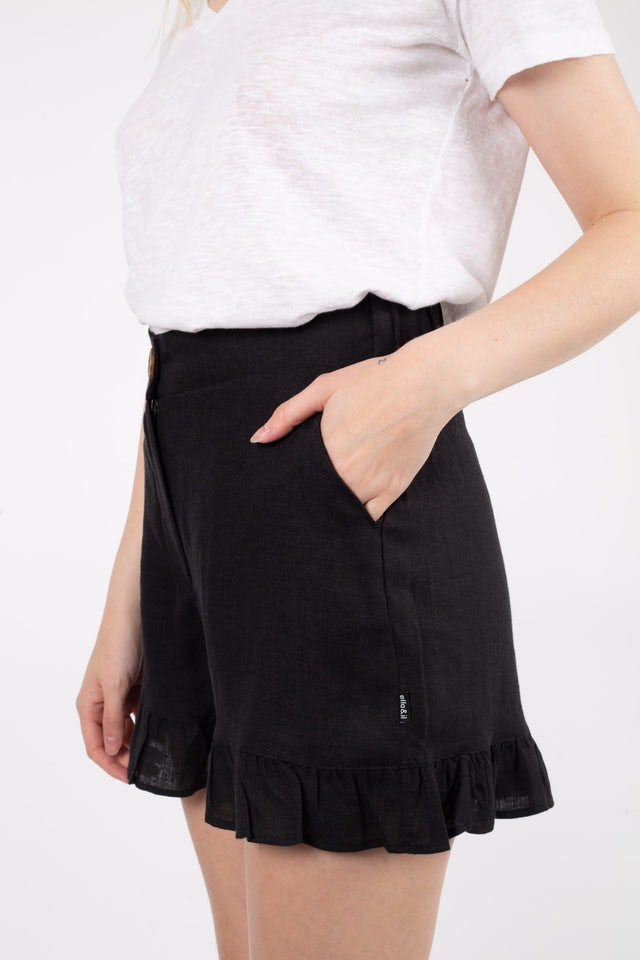 Mynthe Linen Shorts - Black