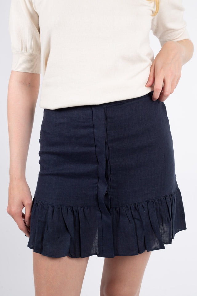 Hana Linen Skirt - Navy
