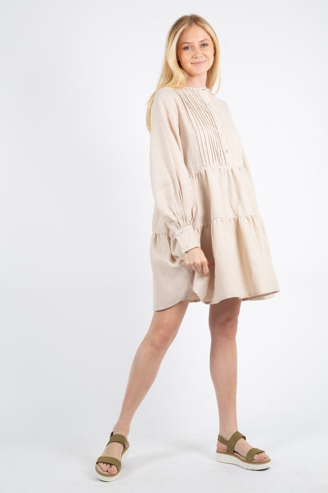 Aria Linen Dress - Beige