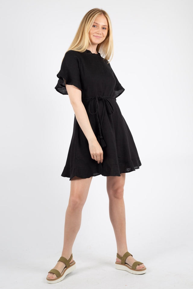 Francesca Linen Dress - Black