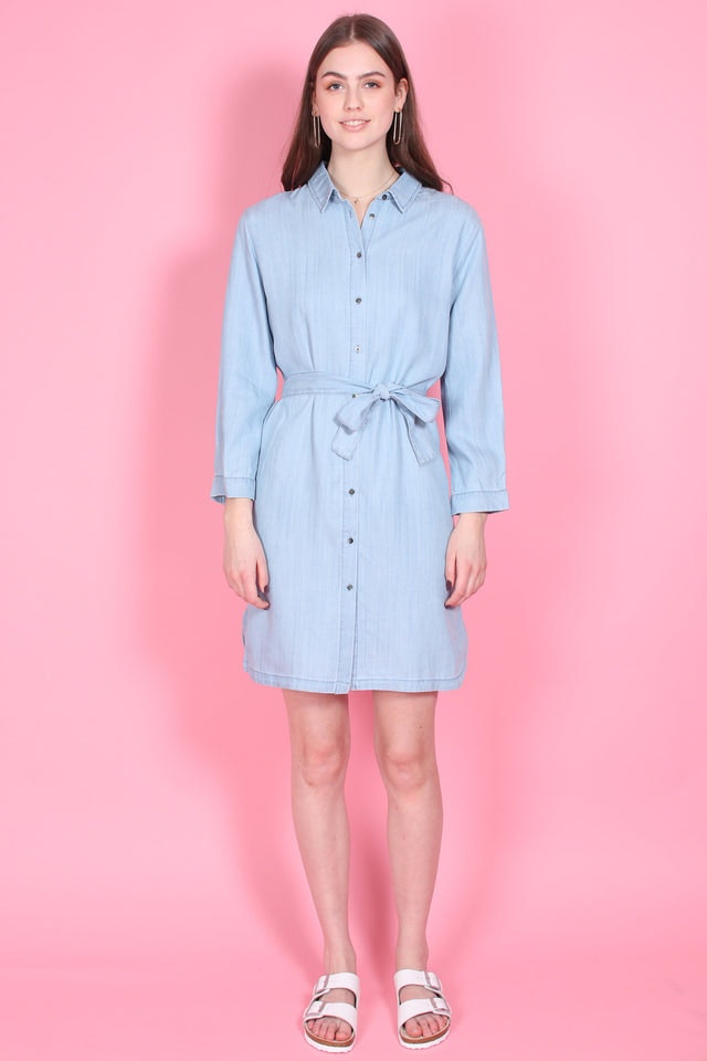 Sophia LS Shirt Dress - Light Blue Denim - Second Female - Kjoler - VILLOID.no