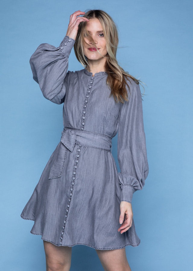 Zena Denim Dress - Grey Denim