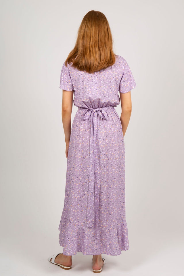 Milly Wrap Dress Long -  Lilac Flower