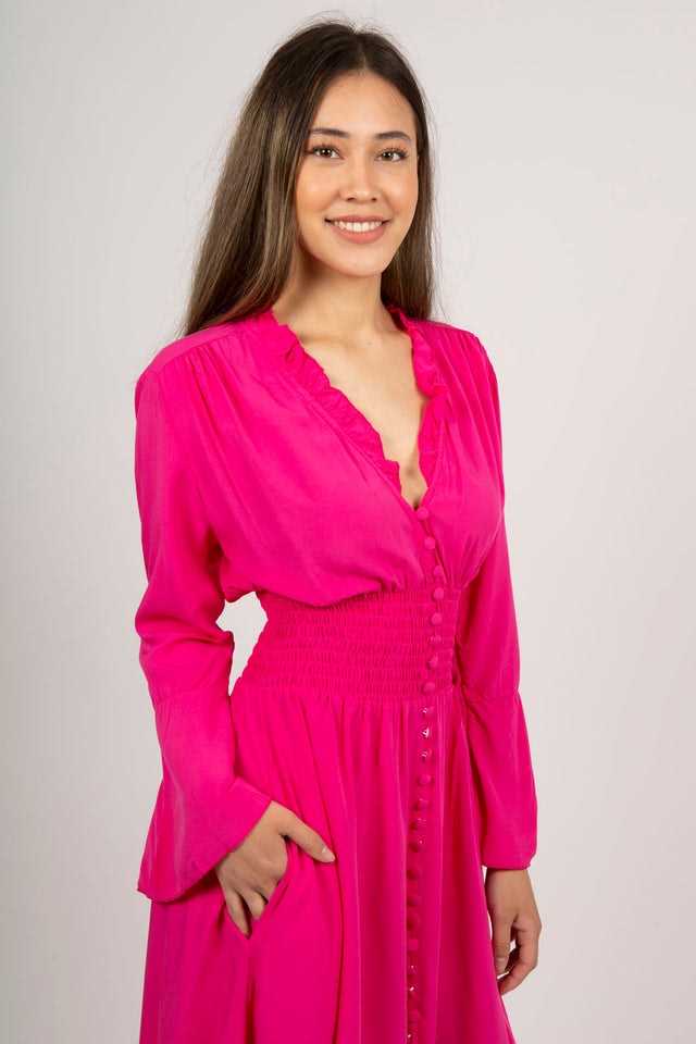 Sally Long Dress - Pink Solid