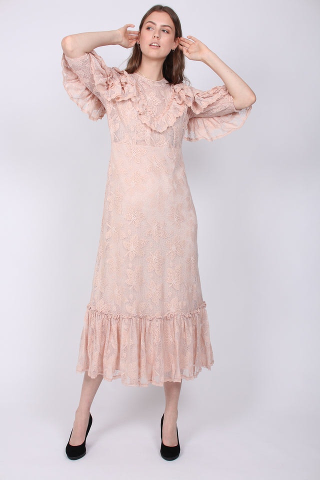 Autumn Lace Midi Dress - Rose - ByTimo - Kjoler - VILLOID.no