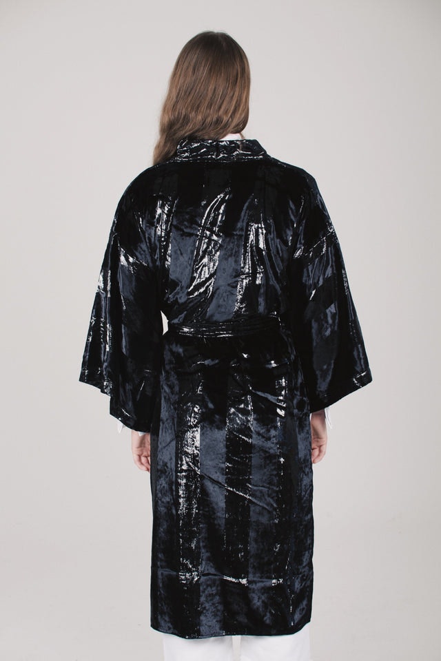 Striped Kimono Long - Black - MAUD - Jakker - VILLOID.no