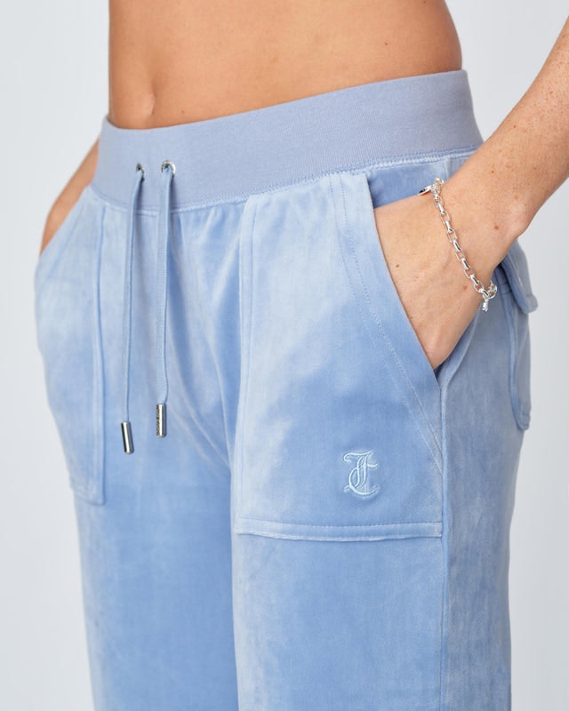 Del Ray Classic Velour Pant Pocket - Della Robia Blue