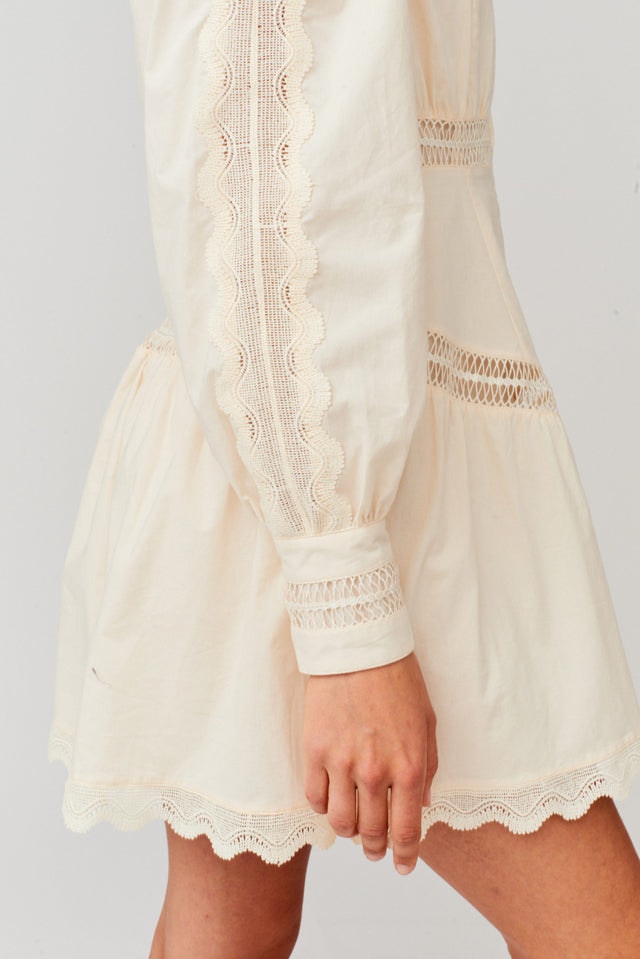 Sandrine Short Dress - Eggshell