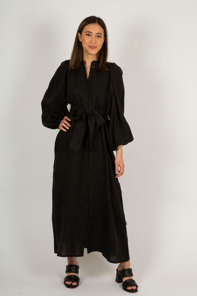 Josefin Linen Dress - Black