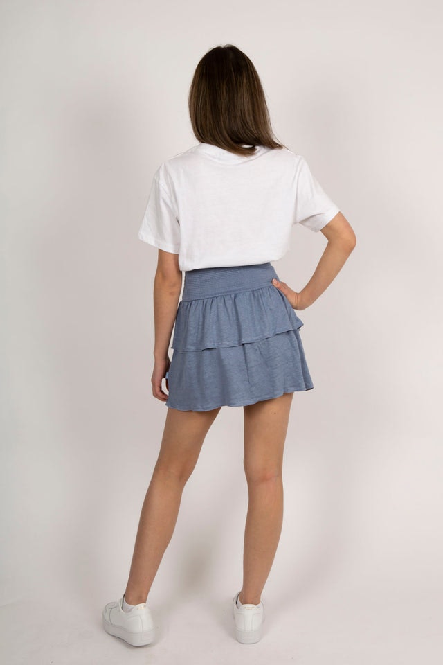 Lisbet Linen Skirt - Dusty Blue