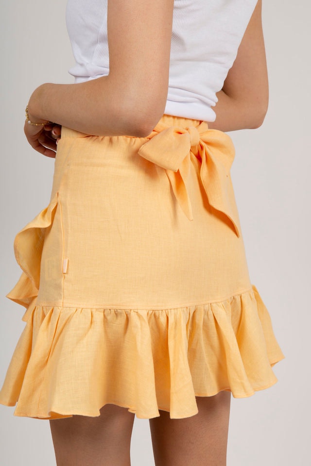 Julli Linen Skirt - Orange
