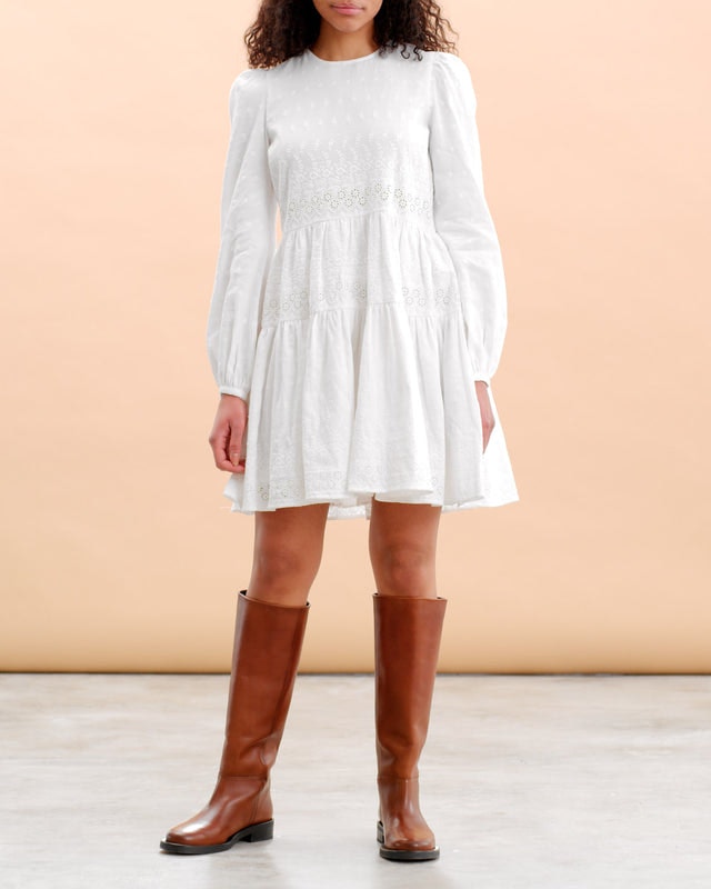 Linen Mini Dress - White