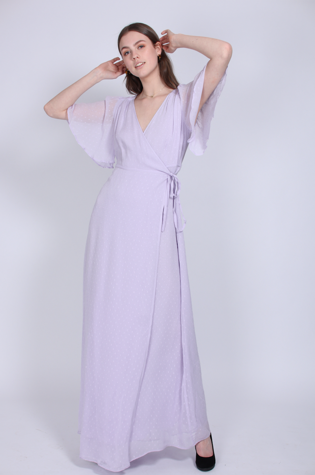 Delicate Semi Wrap Dress - Lilac - ByTimo - Kjoler - VILLOID.no