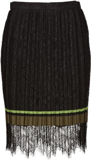 Lace Pleated Skirt - Black - MAUD - Skjørt - VILLOID.no