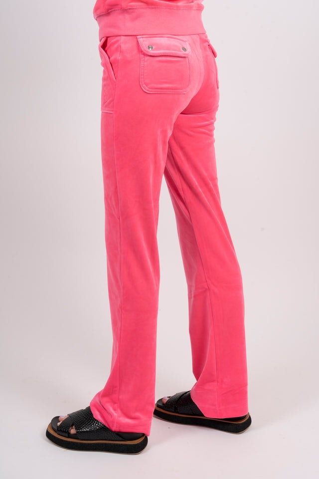Del Ray Classic Velour Pant Pocket - Fluro Pink