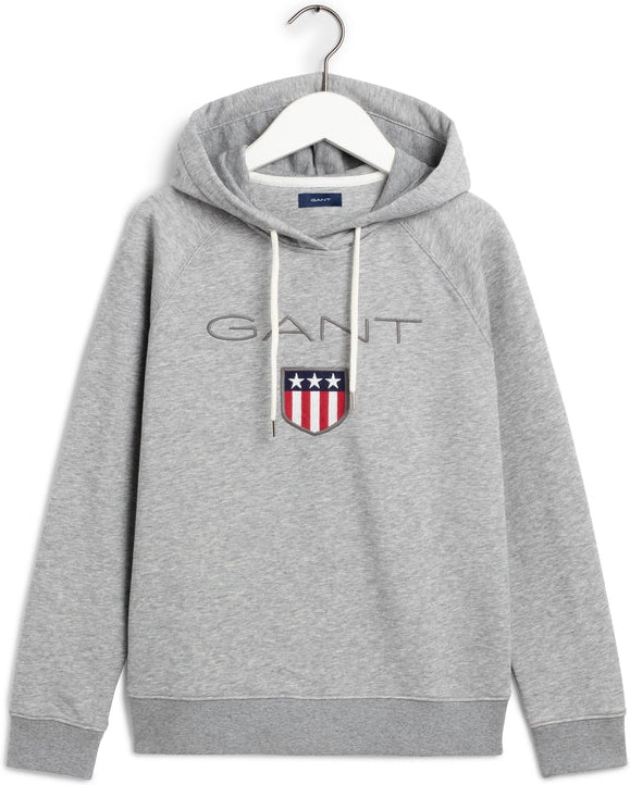 Gant Shield Sweat Hoodie - Grey Melange - GANT - Gensere - VILLOID.no