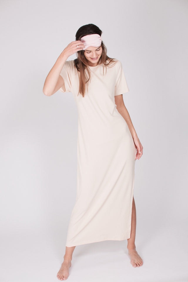 The T-dress : Tencel/Cotton - Cream - AWAN - Loungewear - VILLOID.no