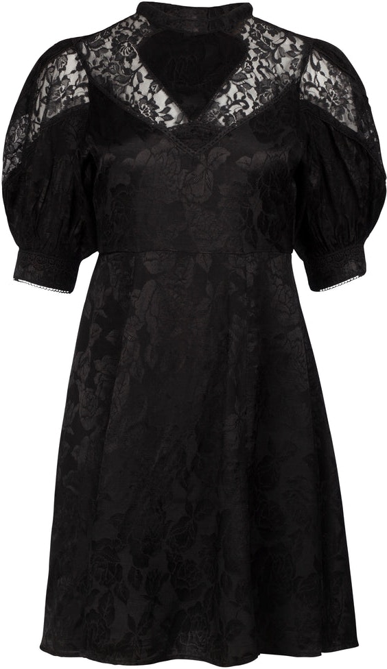 Jaquard Lace Mini Dress - Black