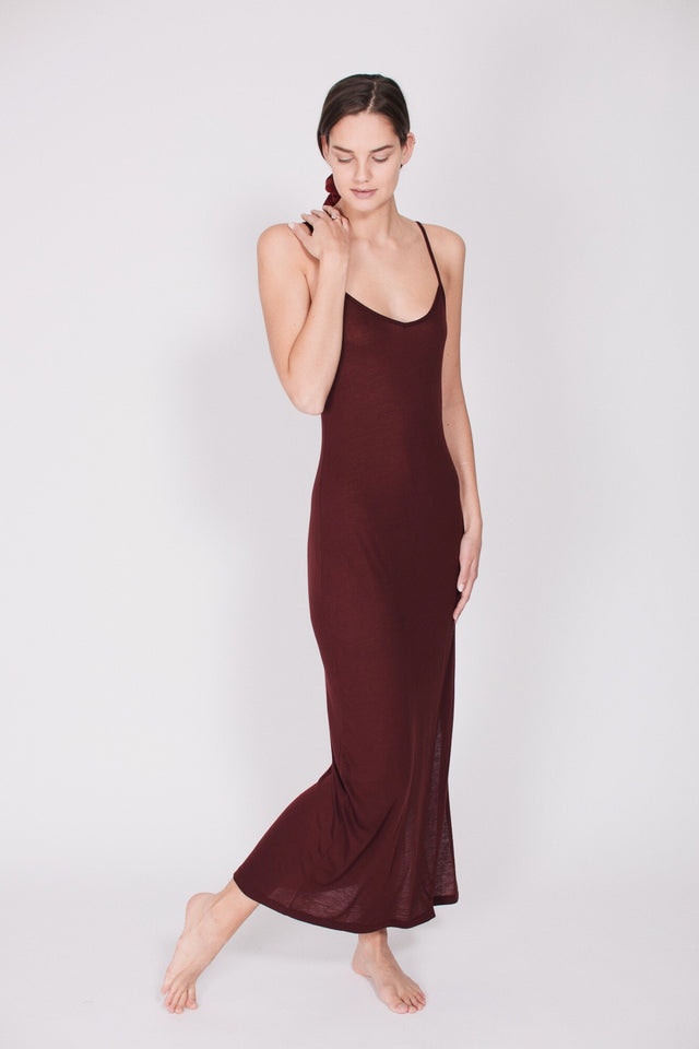 The Slip Dress : With Cashmere - Burgundy Red Wine - AWAN - Loungewear - VILLOID.no