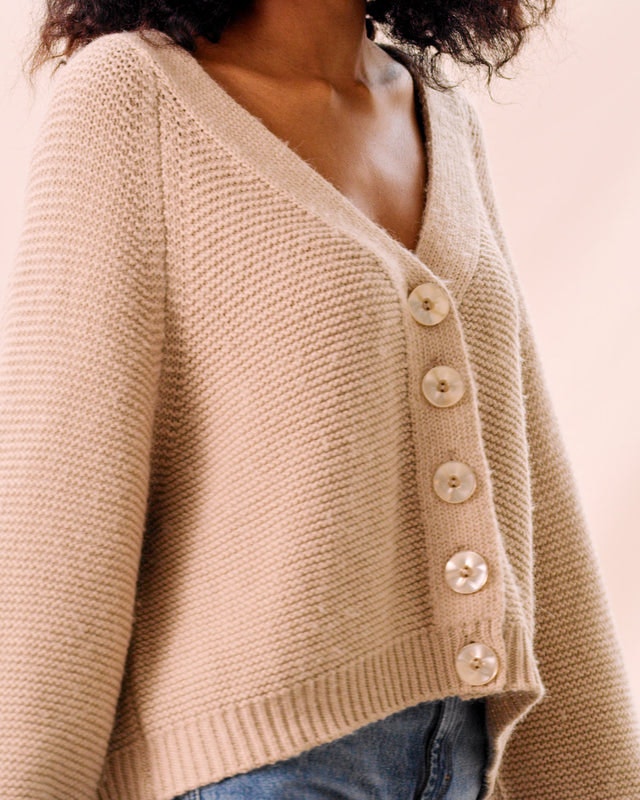 Cotton Knit Jacket - Beige