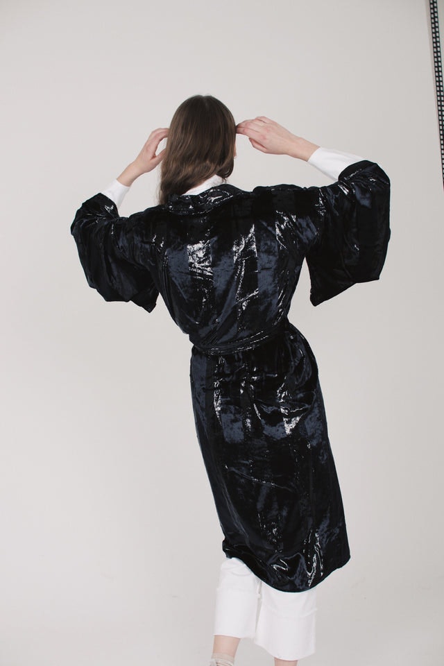 Striped Kimono Long - Black - MAUD - Jakker - VILLOID.no