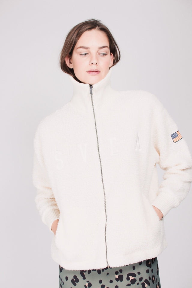 Kathryn Pile Zip Sweater - Antique White - SVEA - Gensere - VILLOID.no