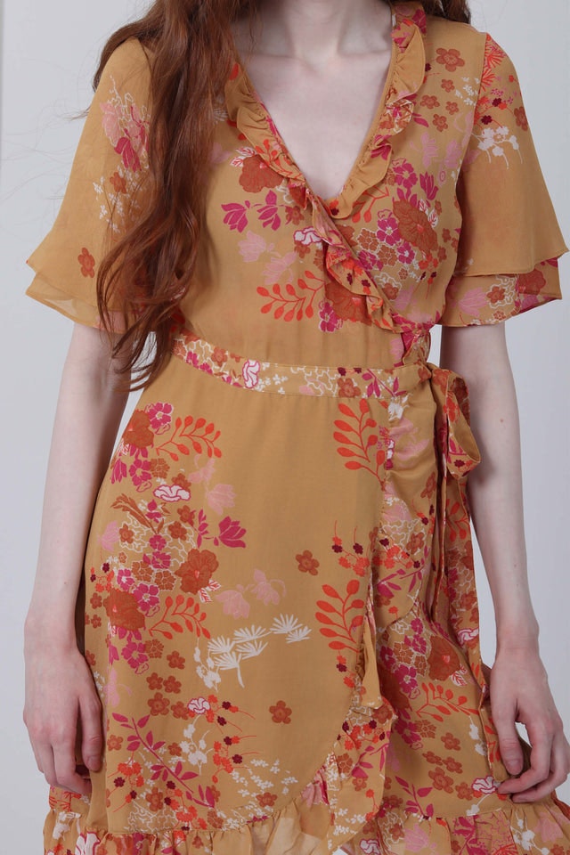 Semi Couture Wrap Dress - Golden Garden - ByTimo - Kjoler - VILLOID.no