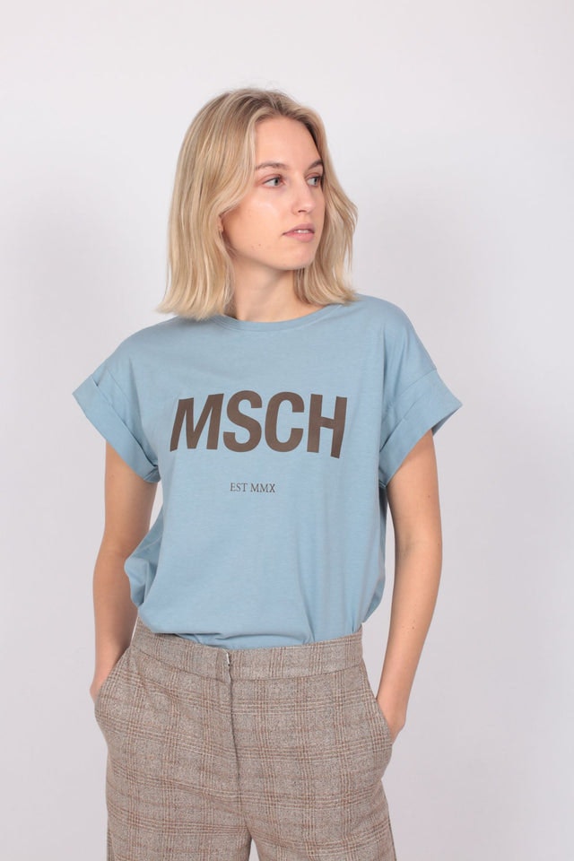 Alva MSCH STD Tee - Dusty Blue/Cub - Moss Copenhagen - T-skjorter & Topper - VILLOID.no