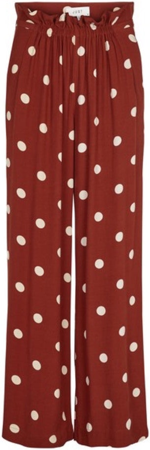 Caia Trousers - Barn red polka dot a - Just Female - Bukser & Shorts - VILLOID.no