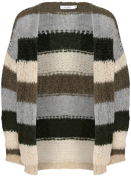 Kala Knit Cardigan Wool - Army/Beige Stripes - Noella - Gensere - VILLOID.no