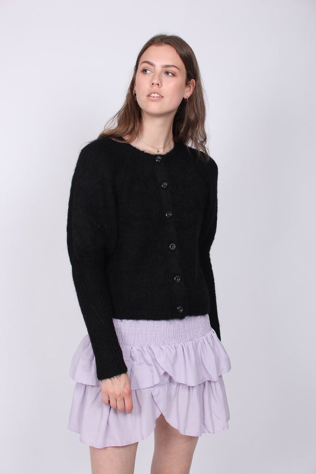 Hairy Knit Puffed Cardigan - Black - ByTimo - Gensere - VILLOID.no