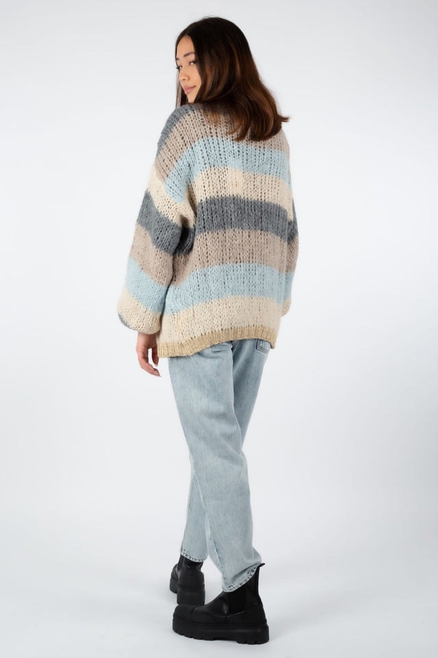 Kala Knit Cardigan Wool - Bright Stripes