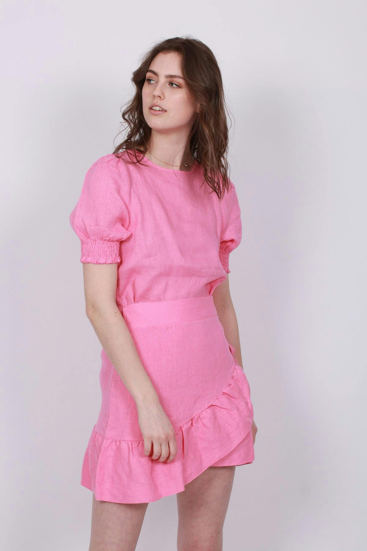 Serena Linen Dress - Pink - Ella & il - Kjoler - VILLOID.no