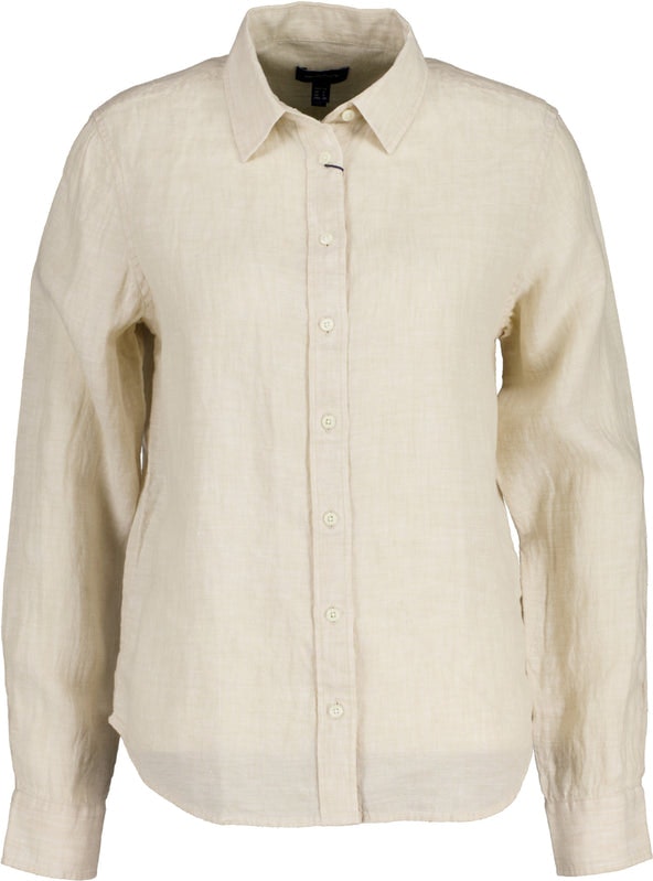D2. Regular Linen Chambray Shirt - Desert Beige
