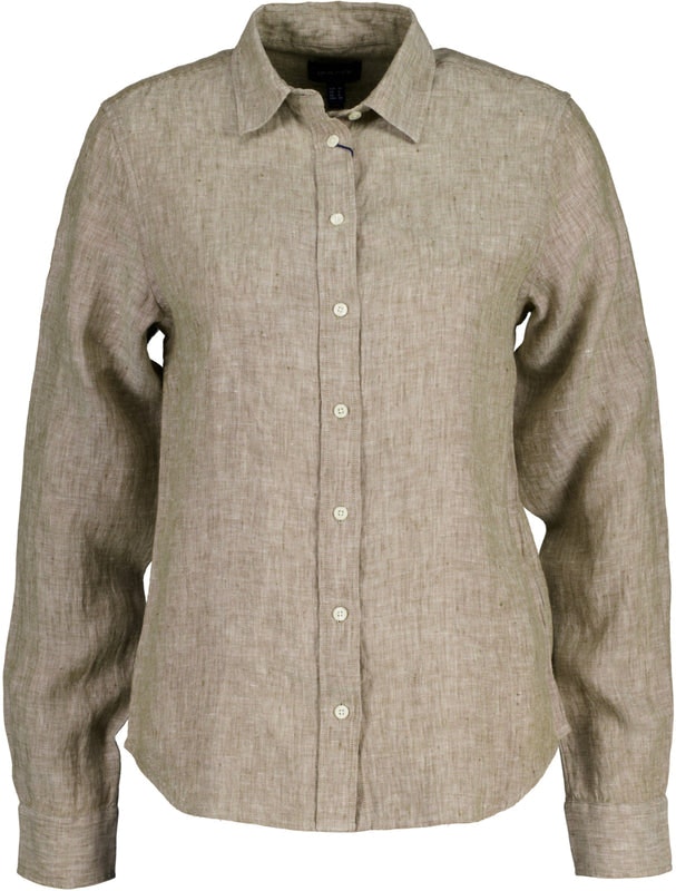 D2. Regular Linen Chambray Shirt - Utility Green