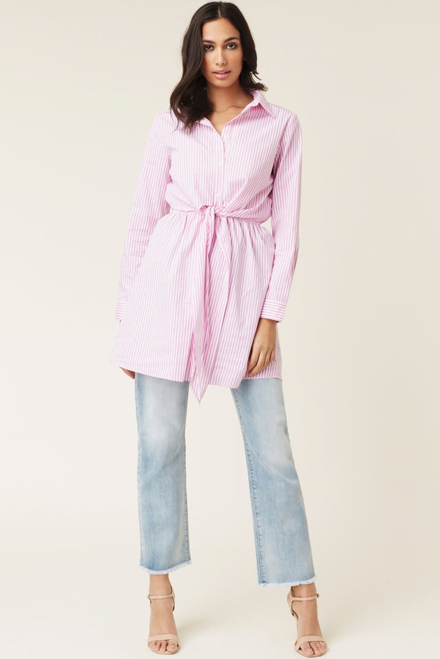 Nella Shirt Dress - Pink/White Stripe - By Malina - Kjoler - VILLOID.no
