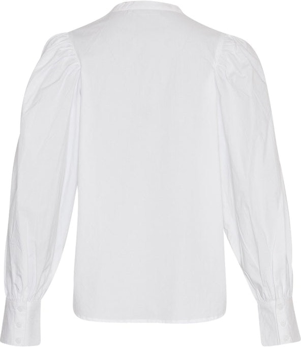Haddis LS V Neck Shirt - Bright White