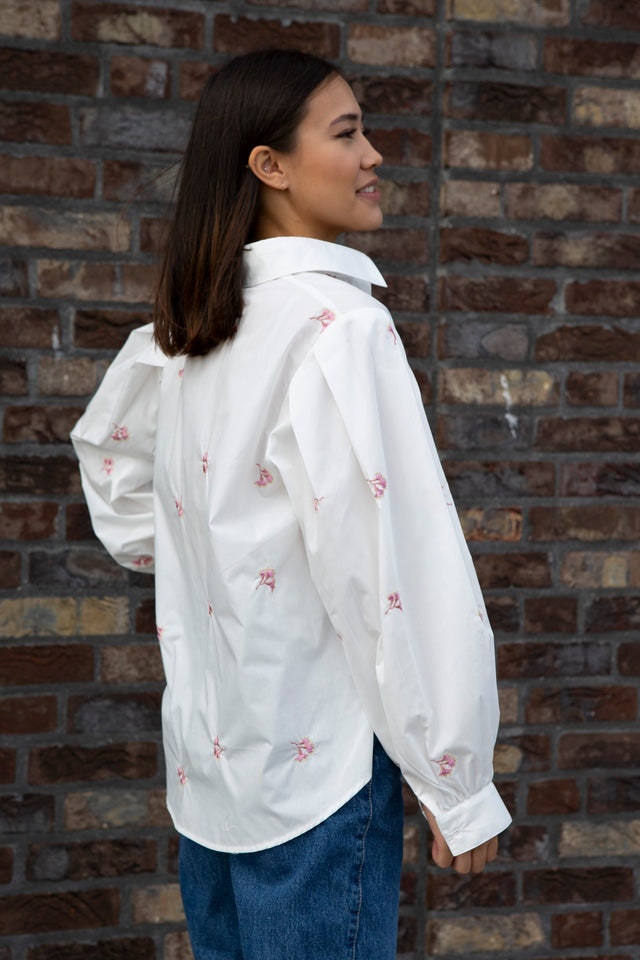 Sofia Shirt - Embroidered Blush