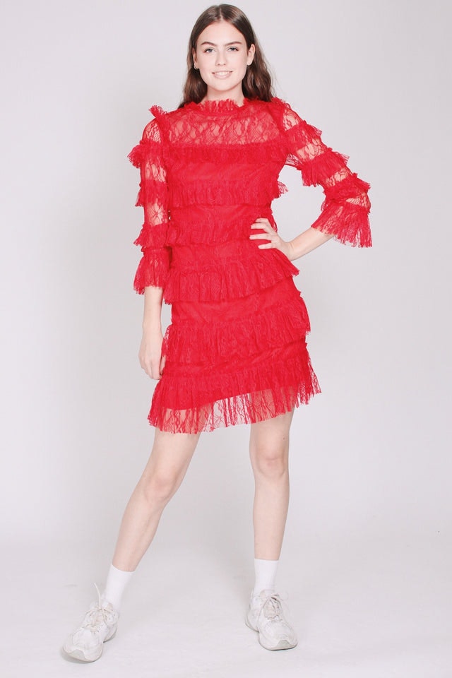 Carmine mini dress - Cherry Red - By Malina - Kjoler - VILLOID.no