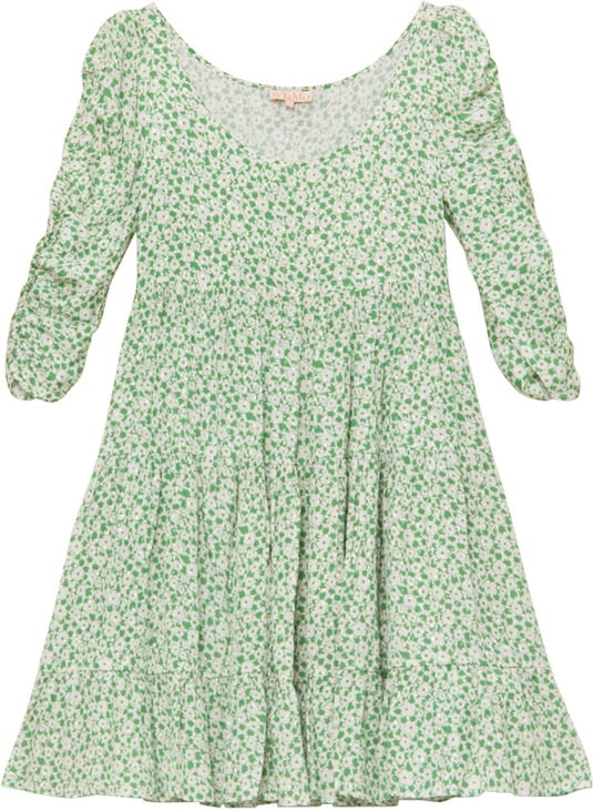 Delicate Tieband Dress - Green Garden