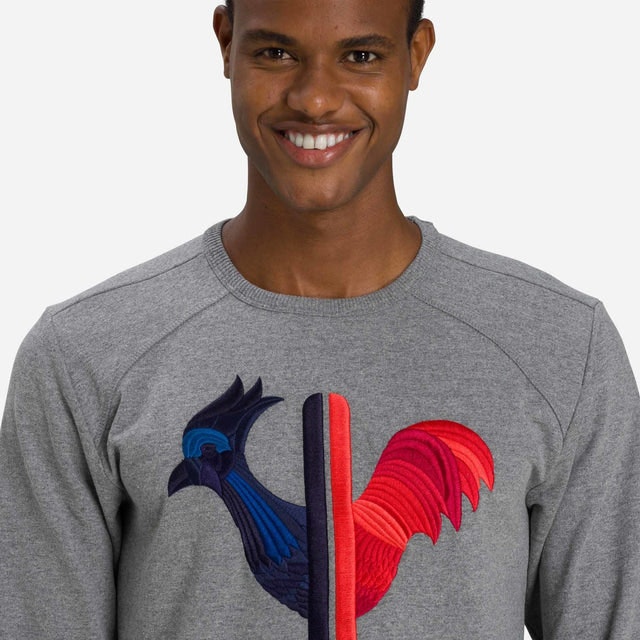 Embroidered Rooster Sweatshirt - Heather Grey