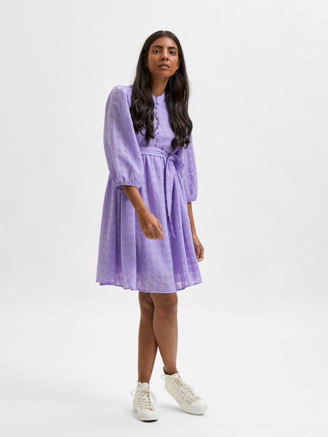 Iona 3/4 Short Dress - Violet Tulip