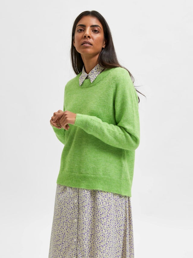 Lulu LS Knit O-Neck - Greenery Melange