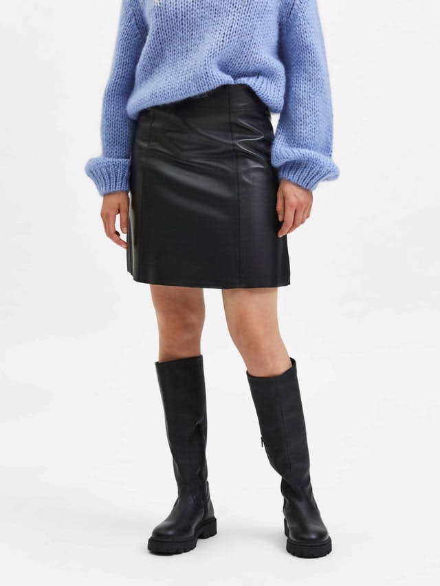 New Ibi Mw Leather Skirt - Black