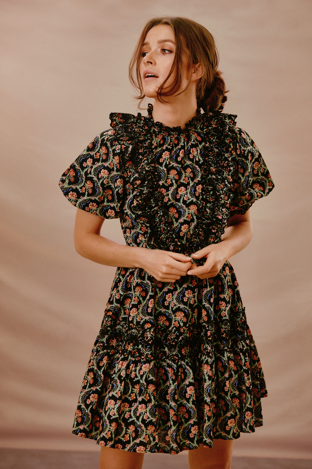 by timo cotton slub mini frill dress